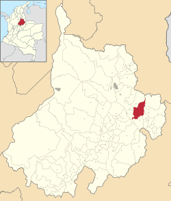 Location of the municipality and town of San Andrés, Santander in the Santander  Department of Colombia.