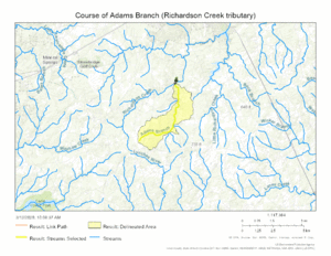 Course of Adams Branch (Richardson Creek tributary)