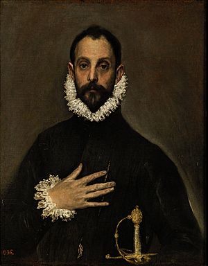 El caballero de la mano en el pecho, by El Greco, from Prado in Google Earth