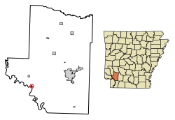 Location of Fulton in Hempstead County, Arkansas.