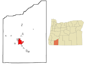 Location of Medford in Jackson County and the state of Oregon