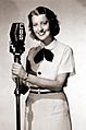 Jeanette MacDonald and a CBS Radio microphone in 1937