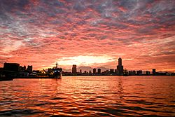 Kaohsiung harbor sunrise skyline
