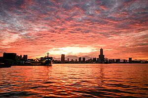 Kaohsiung harbor sunrise skyline