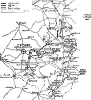 Locations of the Allied and German armies, 19 October 1914