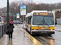 MBTA route 28 bus at Mattapan station, December 2018