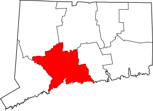 Map of Connecticut highlighting New Haven County