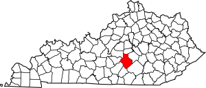Map of Kentucky highlighting Casey County