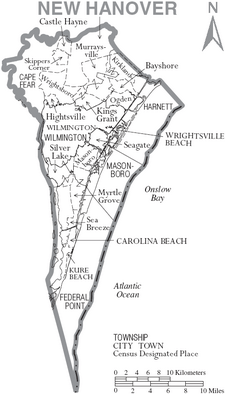 Map of New Hanover County North Carolina With Municipal and Township Labels