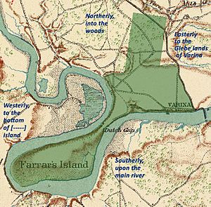 Map of William Farrar's Patent for Farrar's Island and Environs