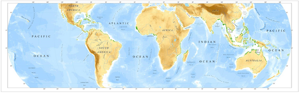Map of global mangrove distribution
