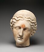 Marble head of a goddess wearing a diadem MET DP271743