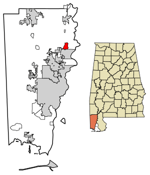 Location of Axis in Mobile County, Alabama.