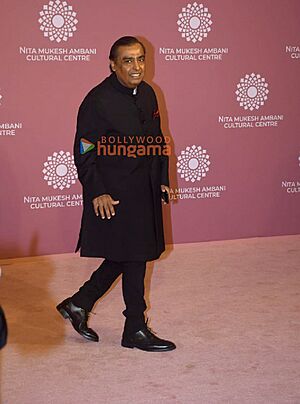 Mukesh Ambani attending the Nita Mukesh Ambani Cultural Centre Gala on Day 2