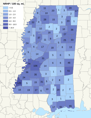 NRHP Mississippi Map