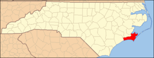 North Carolina Map Highlighting Carteret County
