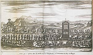 Ordre qui s'observe, dans la marche, de la pompe funebre, a la enterrement des Roys de Tunquin - Tavernier Jean Baptiste - 1692