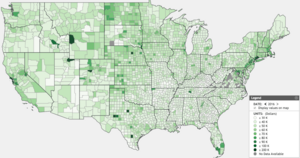 Per capita income by county