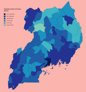 Population density of Uganda districts