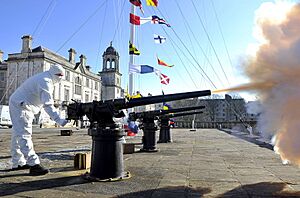 Stock Image-Gun Salute HMS Drake-RN MOD 45165427