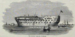 The Devonshire prison-ship, at Sheerness ILN 1854-0923-0008