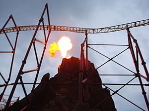 Volcano The Blast Coaster fire effects
