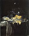 Willem van Aelst - Seafood, Onion, and Glassware - 1679