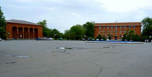 The cultural palace (left) and town hall (right) at the Armavir central square
