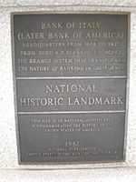 Bank of Italy Building historical marker, 552 Montgomery St., SF