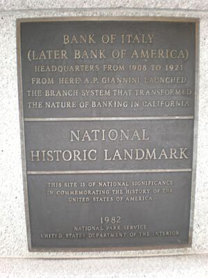 Bank of Italy Building historical marker, 552 Montgomery St., SF