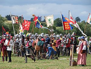 Battle of Tewkesbury reenactment - pre-clash preparation