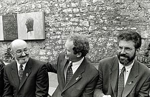 Caoimhghín Ó Caoláin, Martin McGuinness & Gerry Adams at Bodenstown, 1997
