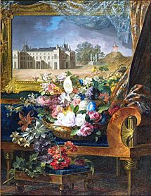 Cesta de flores y vista del Palacio Real de Valencia (Museo del Prado)