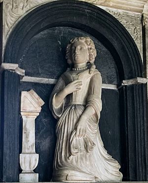 Dorothy Calthorpe as depicted on the monument to her in Ampton Church