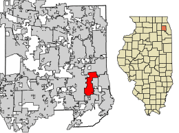 Location of Westmont in DuPage County, Illinois.
