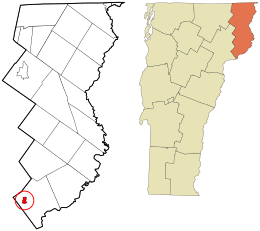 Location in Essex County and the state of Vermont.