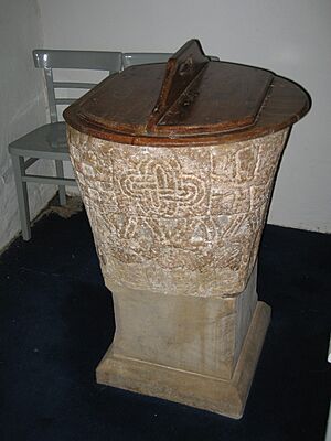 Font at St Iestyns Church, Llaniestyn