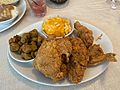 Fried chicken, fried okra and mac & cheese from Mary Mac's Tea Room in Atlanta