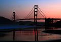 Golden Gate Bridge as seen at twilight from Baker Beach