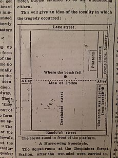 Haymarket Affair map Chicago Tribune may 5, 1886