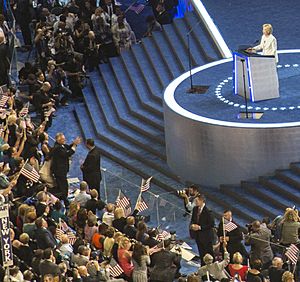 Hillary Clinton at the DNC as she gives her acceptance speech (28632362435) (cropped)