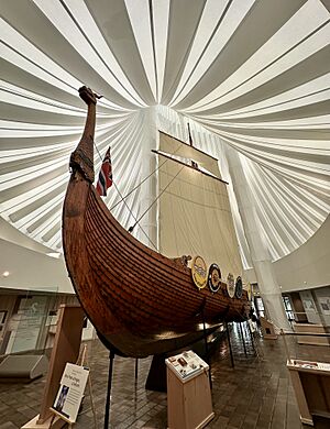 Hjemkomst, which means "Homecoming" in Norwegian, is a replica Viking ship.jpg