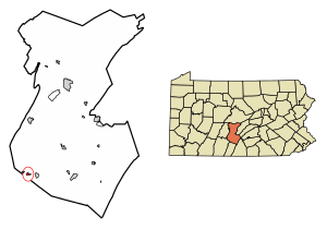 Location of Dudley in Huntingdon County, Pennsylvania