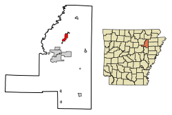 Location of Tuckerman in Jackson County, Arkansas.