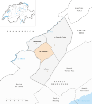 Karte Gemeinde Les Eplatures 1899