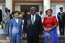 Laura Bush with Zambian President Levy Mwanawasa and First Lady Maureen Mwanawasa