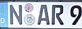 Licence plate N-AR 9 Nuremberg
