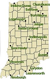 Location of battles fought in Indiana