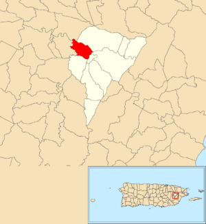 Location of Mamey within the municipality of Juncos shown in red