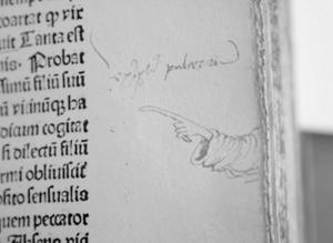 Manicule hand drawn from 15th century
